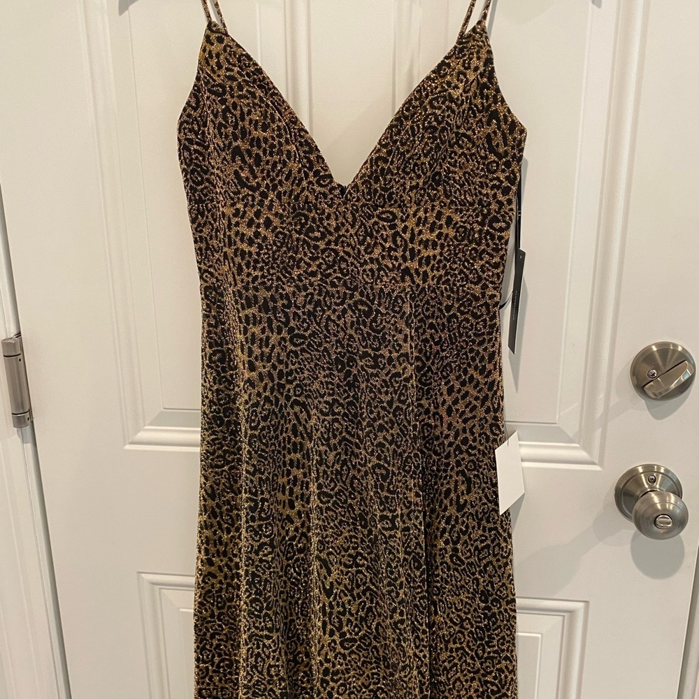 Lulu’s Animal Print Formal Dress V-neck Spaghetti Straps Women’s Size 2 NWT - Picture 3 of 9